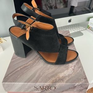 Franco Sarto Black Suede Block Heels
